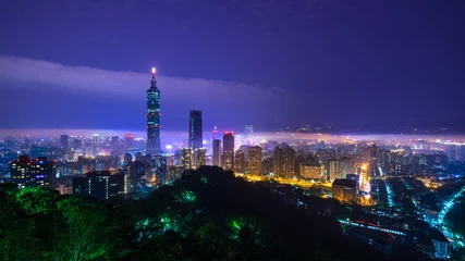 Papier peint photo Séoul Taipei City at night, Taiwan, Cityscape  © sittichana