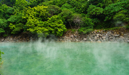 Naklejka premium Green hot spring