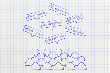 digital marketing concepts with crowd of followers