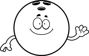 Cartoon Bowling Ball Waving
