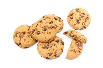 Tasty biscuits with chocolate isolated on a white background