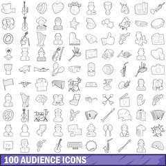 100 audience icons set, outline style