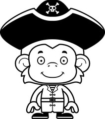 Cartoon Smiling Pirate Monkey