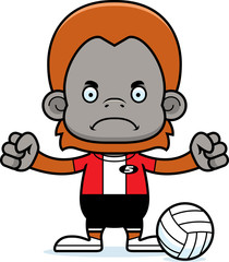 Cartoon Angry Volleyball Player Orangutan