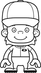 Cartoon Smiling Baseball Player Orangutan