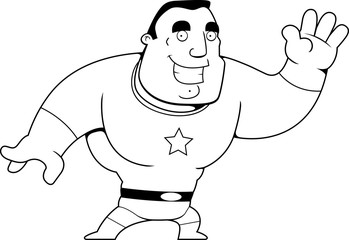 Cartoon Superhero Waving