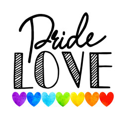 rainbow pride text watercolor splash texture isolated on white background.design for text, card, invitation, tag, logo, 