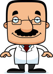 Cartoon Smiling Scientist Man