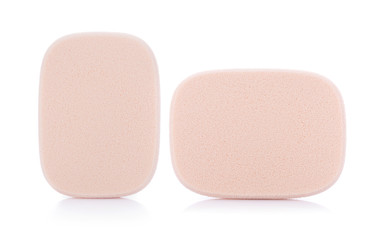 Cosmetic sponges on white background