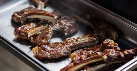 Fried barbecue meat with bone