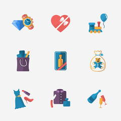 Gift modern colorful shop icons on white background