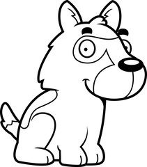 Cartoon German Shepherd Sitting