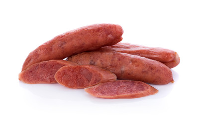 Chinese sausage on white background