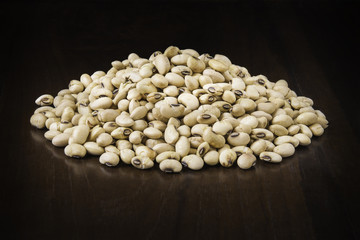 roasted soybeans  in wooden spoon