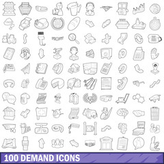 100 demand icons set, outline style