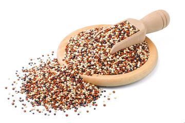 raw quinoa seeds isolated on white, (large depth of field, taken with tilt shift lens)