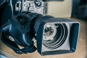 closeup of the camera lens