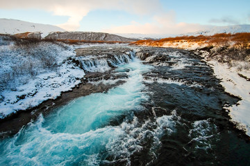 Bruarfoss in Iceland, blue waterfall