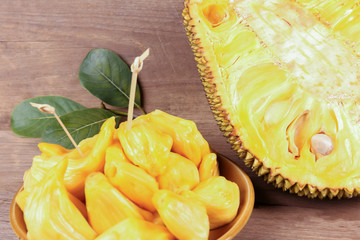 Tropical Jack Fruit on the wood background