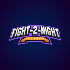 Night fight. Mixed martial arts sport logo on dark background.