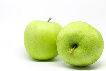 Green apple on white background.