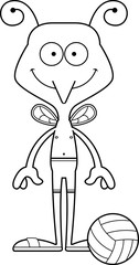 Cartoon Smiling Beach Volleyball Player Mosquito