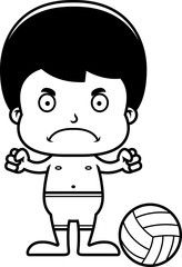 Cartoon Angry Beach Volleyball Player Boy