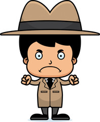 Cartoon Angry Detective Boy