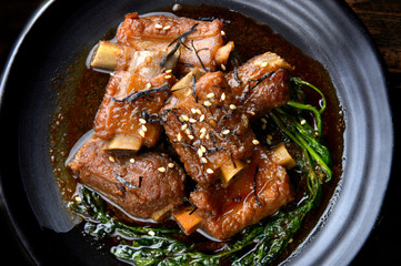 Chinese sweet steamed pork .