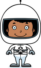 Cartoon Smiling Astronaut Girl