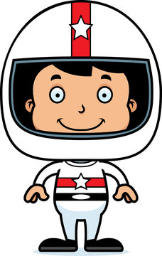 recommend clip art: Cartoon Smiling Race Car Driver Boy