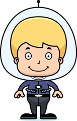 Cartoon Smiling Spaceman Boy