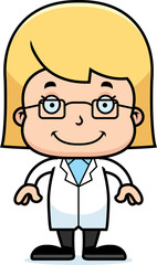 Cartoon Smiling Scientist Girl