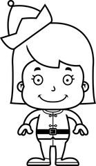 Cartoon Smiling Xmas Elf Girl