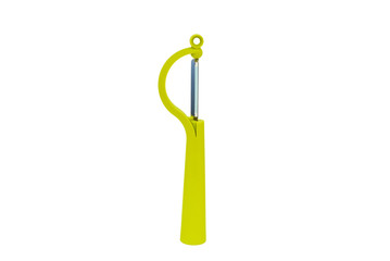 Modern green vegetable peeler isolated on white