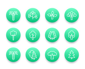 Trees line icons pack