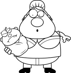 Cartoon Mom with Angry Baby