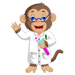 Fototapeta premium Monkey Conducting a Laboratory Experiment