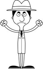 Cartoon Angry Detective Man