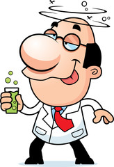 Cartoon Scientist Drinking
