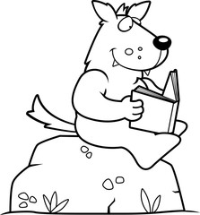 Cartoon Wolf Reading