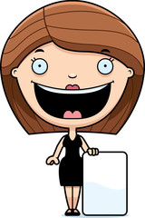 Cartoon Woman Black Dress Sign