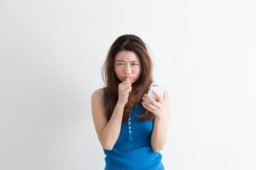 スマホ・女性(白バック)