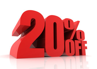 twenty percent off sale concept  3d illustration