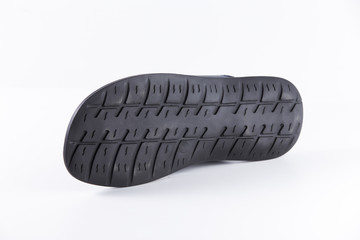 Male Blue Slippper on White Background, Isolated Product, Top View, Studio.