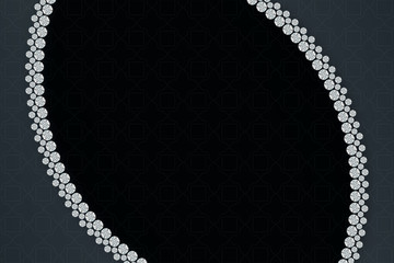 Jewellery curling diamonds on dark background pattern. 3D rendering