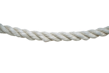 Close up on white rope isolated on background