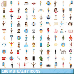 Fototapeta na wymiar 100 mutuality icons set, cartoon style