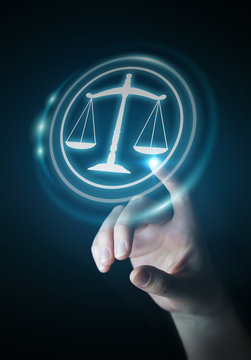 Businesswoman using law protection right 3D rendering