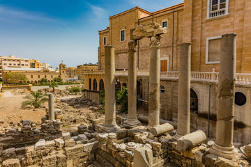 Obraz premium Ruiny rzymskiego Cardo Maximus w Bejrucie, stolicy Libanu na Bliskim Wschodzie